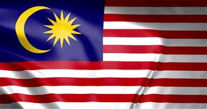 Malaysia National Flag. 4K seamless loop animation of the Malaysian flag.
