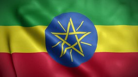 Ethiopia flag background realistic waving in the wind 4K video, for Independence Day or Anthem (Perfect Loop)