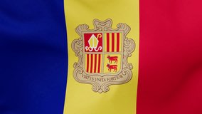 Andorra fabric flag calm swaying in the wind, looped endless cycled video, completely full screen covers flag background