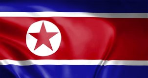 North Korea flag background realistic waving in the wind 4K video, for Independence Day or Anthem