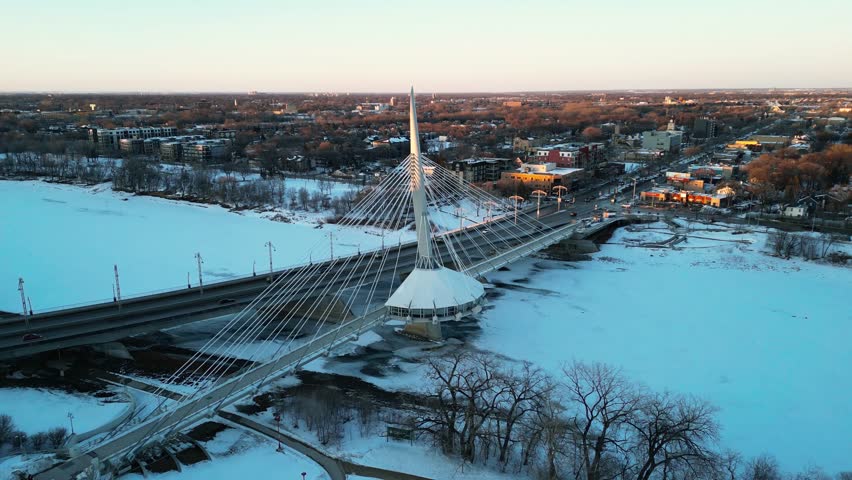 Orbit over Esplanade Riel Footbridge Winnipeg