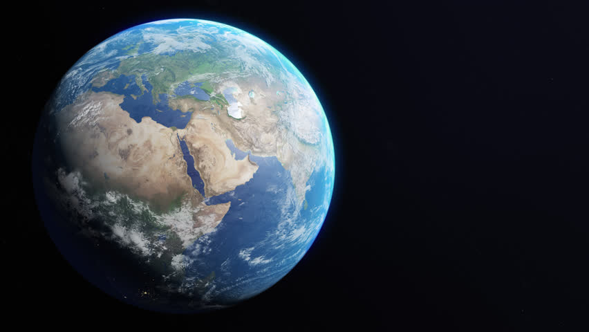 Planet Earth. Spinning globe with stars and constellations. Seamlessly loop, ultra-detailed animation