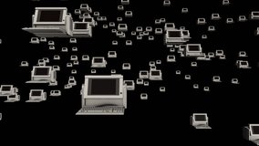 Old PC Desktop Computers Floating in Empty Space with Black Background - Powered by Shutterstock - Get 15% off with code: PIKWIZARD15