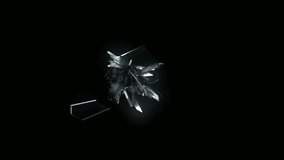 Super Slow Motion Shot of Real Glass  Isolated on Black Background. Seamless loop 4k video, 3D Animation, Ultra High Definition, 4k video