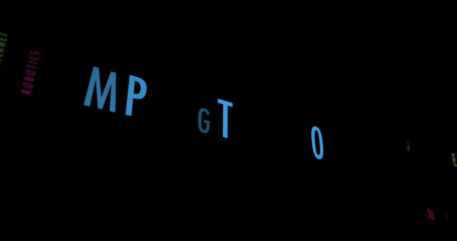Industry 4.0 revolution kinetic text abstract concept loop animated. Artificial intelligence and digital technology word typography seamless looping 3d animation.