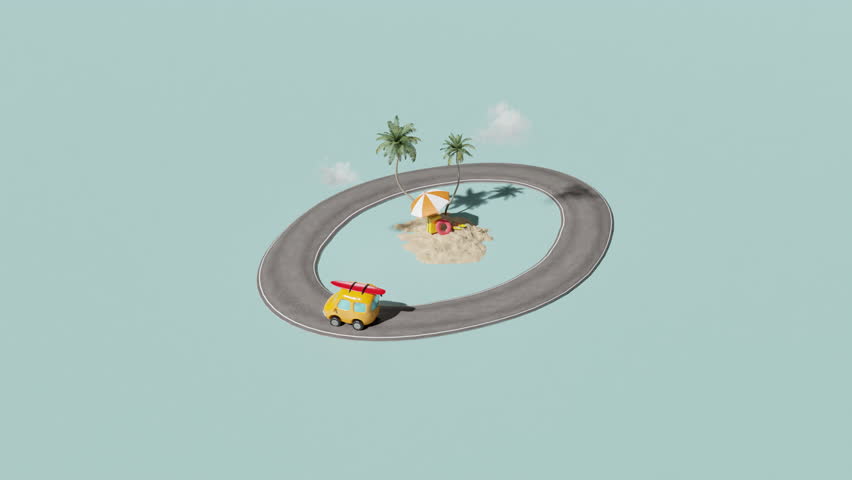 Animation of drive in summer vacation. loop playback	