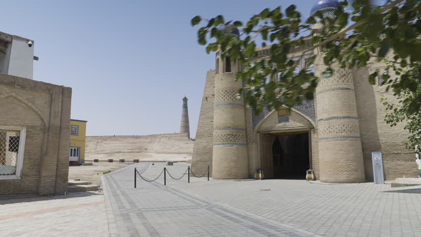 A View Of West Gate Of Khiva Old City, Itchan Kala In Khiva, Uzbekistan. Handheld