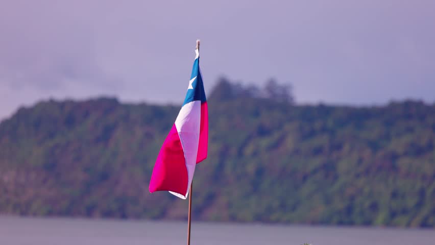 Patriotic chilean flag at fiestas patrias chile waving in Castro, Chiloé south of Chile - Powered by Shutterstock - Get 15% off with code: PIKWIZARD15