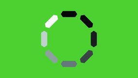 Loading circle icon on black background animation with luma matte isolated green screen background. 