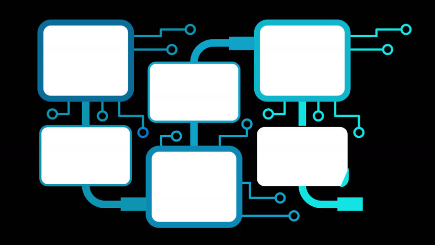 Animated service infographic. Business solution. Client support. HD infochart template video on black with alpha channel transparency. Flowchart mockup with blank space for content and step sequence