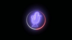 Glowing Microphone multimedia icon animation .4k video motion .