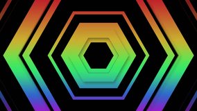 abstract motion background with rainbow gradient texture and hexagons