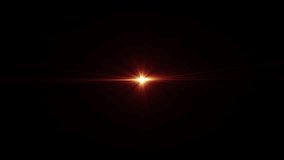 Loop center  glow gold orange red star rays lights optical lens flares shine animation art on black abstracrt background for screen project overlay. Lighting lamp rays effect dynamic bright video