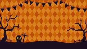 Happy Halloween image background illustration animation video.　Loopable
