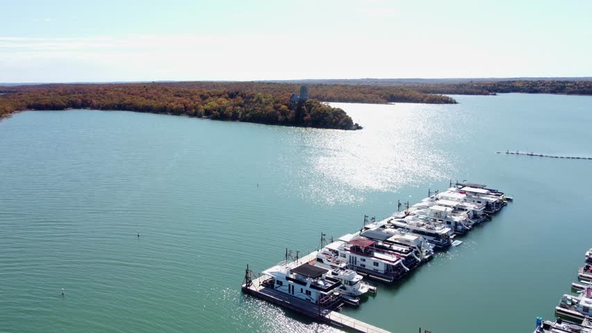 High angle view of the beautiful landscape of Lake Murray State Park at Oklahoma