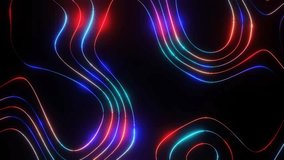 Red to Blue on Black Abstract Neon Glowing Moving Background VJ Loop Animation in 4K