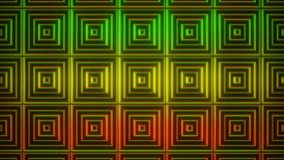 Red and Yellow and Green on Black Abstract Neon Glowing Square Type Patterns Background VJ Loop Animation in 4K