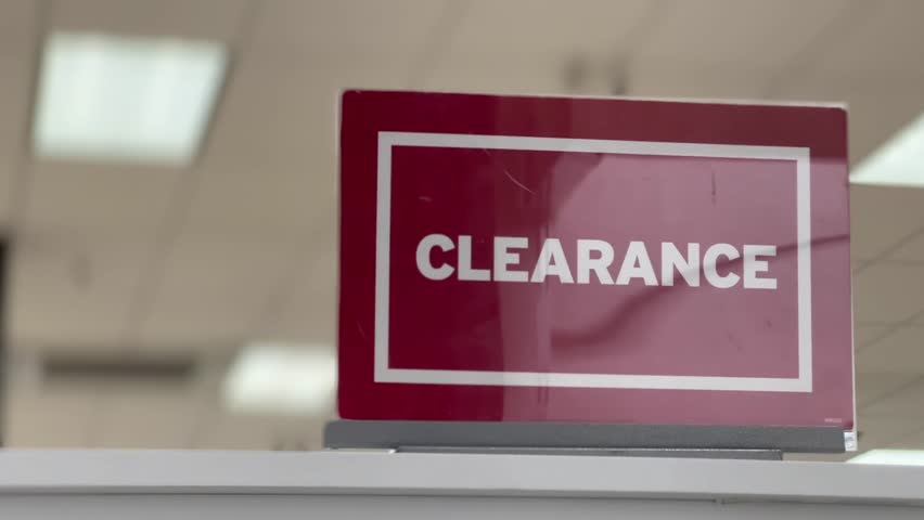 Clearance sign at shopping store