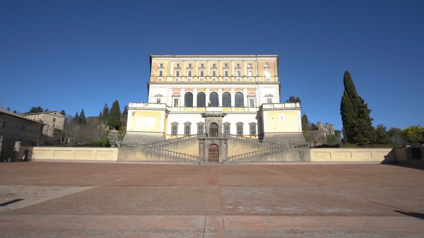 The imposing Farnese Palace in Caprarola on a sunny winter morning. Province of Viterbo, Lazio, Italy.