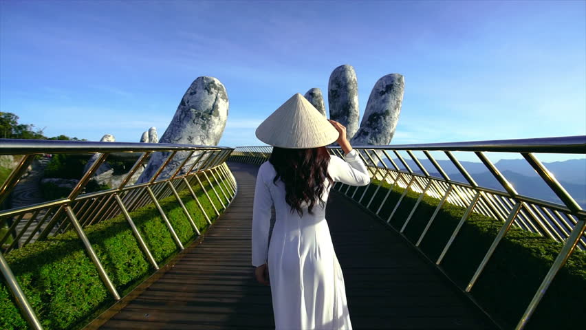 Tourist walking at Golden bridge in Bana hills, Da nang, Vietnam. | Shutterstock HD Video #1106351389