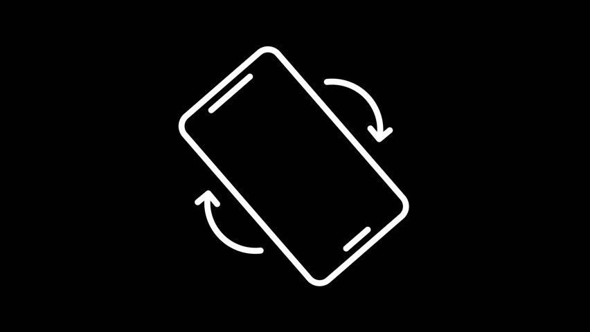 Phone Rotation from Vertical to Horizontal or Reverse. Turn and Rotate Your Device Smartphone Icon Animation in Black Background.