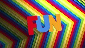 Animation of fun text over rainbow shape. Global video game, communication, retro, future, connections and data processing concept digitally generated video. - Powered by Shutterstock - Get 15% off with code: PIKWIZARD15