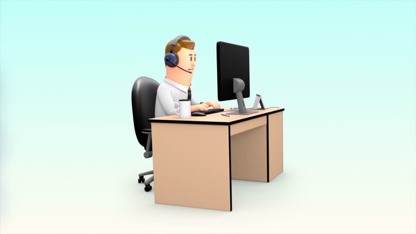 3d animated cartoon video of man responding calls. Royalty-Free Stock Footage #1106365529