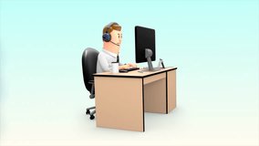 3d animated cartoon video of man responding calls.