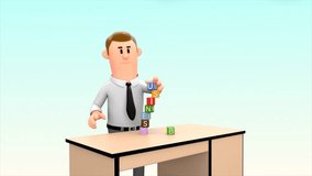 3d animated cartoon video of man fail in ordering cupes