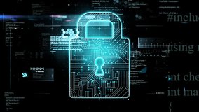 Animation of ai data processing over padlock and dark background. Global artificial intelligence, digital interface, computing and data processing concept digitally generated video. - Powered by Shutterstock - Get 15% off with code: PIKWIZARD15