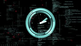 Animation of data processing and clock ticking over dark background. Global technology, digital interface, computing and data processing concept digitally generated video. - Powered by Shutterstock - Get 15% off with code: PIKWIZARD15