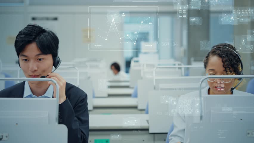 Multinational people working in office and digital data. Call center. Telemarketing. - Powered by Shutterstock - Get 15% off with code: PIKWIZARD15