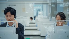 Multinational people working in office and digital data. Call center. Telemarketing. - Powered by Shutterstock - Get 15% off with code: PIKWIZARD15