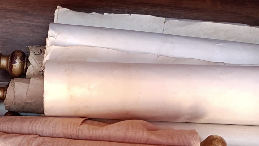 Ancient Papyrus Manuscript in Library