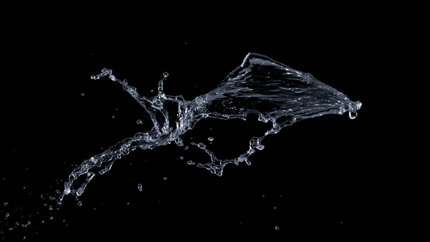 Super Slow Motion Shot of Water Splash at 2000fps Isolated on Black Background.