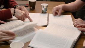 Group of students, high school students gather in the college library, discuss topics, work together on a creative task, prepare for the university test or exams. Education and modern studies - Powered by Shutterstock - Get 15% off with code: PIKWIZARD15