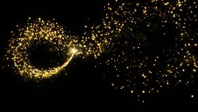 4K Gold sparkling glow light trail Gold Particles Moving Background. fast energy flying wave line with flash lights. Spiral Light Streak Particle gold dust flickering. dust flickering. 3D Illustration - Powered by Shutterstock - Get 15% off with code: PIKWIZARD15