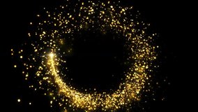 4K Gold sparkling glow light trail Gold Particles Moving Background. fast energy flying wave line with flash lights. Spiral Light Streak Particle gold dust flickering. dust flickering. 3D Illustration - Powered by Shutterstock - Get 15% off with code: PIKWIZARD15