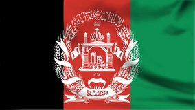 Loop of Afghanistan flag waving  texture background .Afghanistan flag video waving in wind