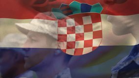 Animation of flag of croatia over diverse soldiers. Croatian patriotism, armed forces and national defence concept digitally generated video. - Powered by Shutterstock - Get 15% off with code: PIKWIZARD15