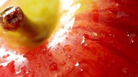 In a mesmerizing macro video, the Jazz apple glistens with droplets of water, revealing its vibrant hues. Each droplet magnifies its crisp texture. Fruit concept. Apple background. 4K HDR
 - Powered by Shutterstock - Get 15% off with code: PIKWIZARD15