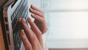 Vertical video. Online job. Computer business. Remote work. Female freelancer specialist woman hands typing on laptop browsing internet researching for project. - Powered by Shutterstock - Get 15% off with code: PIKWIZARD15