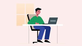 person with laptop animated video