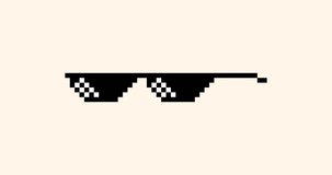 Pixel art glasses, cool cartoon glasses for video games, video animation footage, pixel art 8 bit