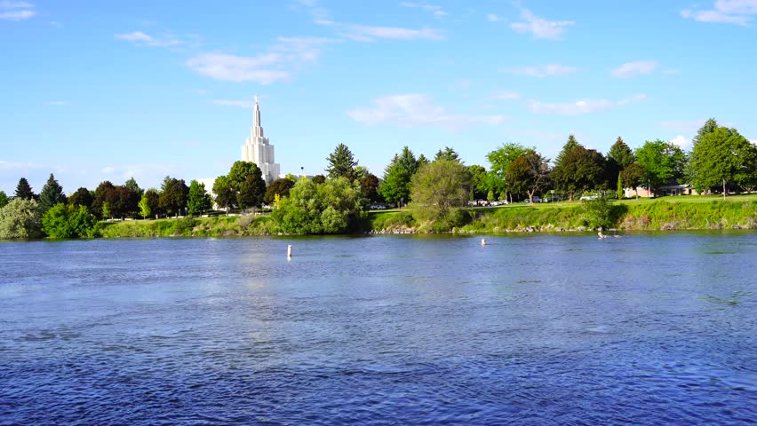 Waterfall on the Snake River in city of Idaho Falls