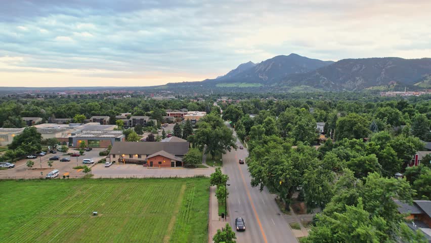Beautiful aerial shot of boulder Colorado during evening hour