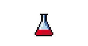 Pixel art flask animation, Looped motion. Pixel effect video animation footage, 8 bit for game, poison bottle