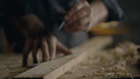 Carpenter, Craftsman Diligently Marks marks with a pencil draws a line At the workplace Close-up woodworker Concentrated on the task of making parts In a furniture workshop, owner
 - Powered by Shutterstock - Get 15% off with code: PIKWIZARD15