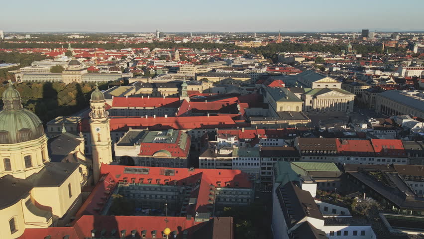 Panning left along Old Town Munich Germany with its landmarks Royalty-Free Stock Footage #1106430001