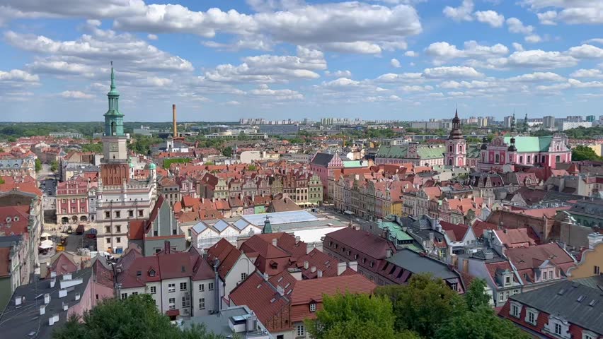 View of the old market square from the tower of the Royal Castle in Poznan, Poland